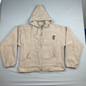 Earth Ragz Deer Hoodie‎ Fleece Zip  Rustic Outdoors Gorpcore Beige Large
